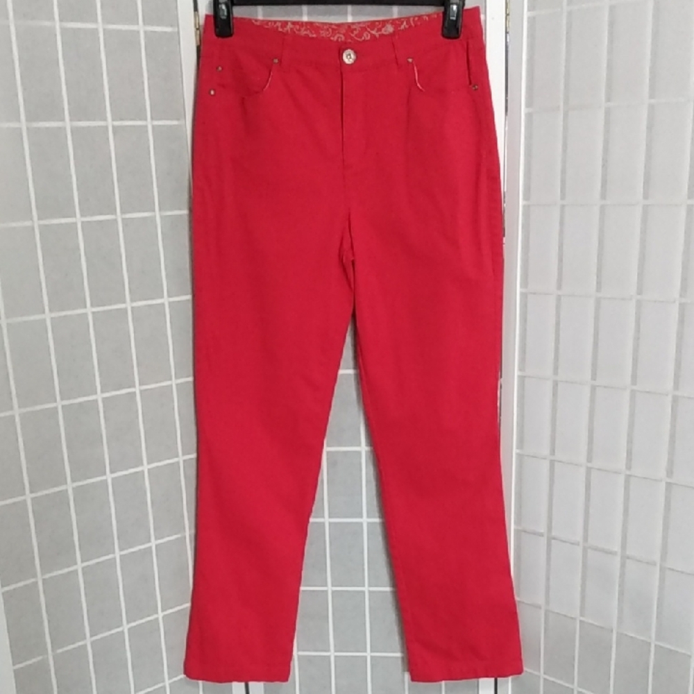 Erika Red Straight-Leg  Stretch Lightweight Denim‎ Jeans Women's 8 Comfort Waist